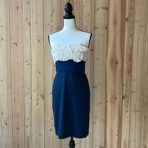 BCBG Color Block Bustier Dress with White Floral Accents Size 4